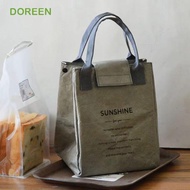 DOREEN Kraft Paper Bags Travel Casual Large Capacity Lunch Bag Cooler Lunch Box Bag Leakproof Foldable Insulation Package Tote Canvas Lunch Bag