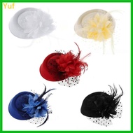 Yuf Hair Accessories Fascinator Party Hat Wedding Church Headwear with Mesh Veil