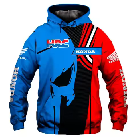 2025 New Mens Honda Wing HRC Logo Hoodie 3D Printed Hoodie Harajuku Sportswear Motorcycle Honda Raci