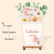 Flower 2026 Aesthetic calendar - Bouquet calendar FREE Aesthetic work desk calendar screen