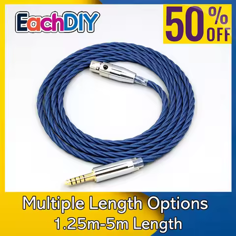 99% Pure Silver Full Sleeved Earphone Cable For AKG K371BT Beyerdynamic DT177x GO Pioneer HDJ-X10 Se