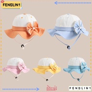 FENGLIN UV Protection Baby Hat, Casual Wide Brim Baby Sunshade Fisherman Hat, Summer UV Protection Bowknot Princess Wind Awning Bowl Hat
