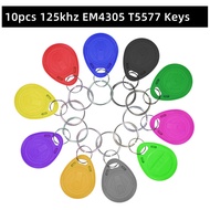 10pcs 125KHz T5577 Keyfobs Rewritable Duplicate Tag 5200 Proximity Copy Access Card ID Token Ring RF