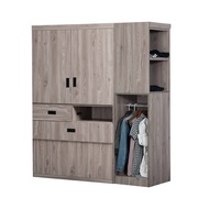 [特價]【UHO】東野-灰橡色5尺床頭式衣櫃(3.5尺衣櫃+1.5尺衣櫃)