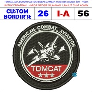 I-A56 AMERICAN COMBAT AVIATION TOMCAT F-14 LOGO EMBROIDERY PATCH - CUSTOM S'T TESTIMONI EMBROIDERY