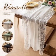 45*240cm  Mothers Day Cheesecloth Table Runner Spring Boho Rustic Gauze 17.7*93.6in Lace Cloth Runne