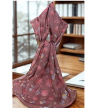 Jennie Tsai - 棉柔甜甜鳥語插畫長絲巾-紅色