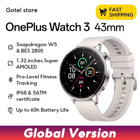 OnePlus Watch 3 43mm Smart Watch 1.32" AMOLED Smart Watch Display Up to 60h Battery Life Wear OS by 