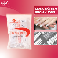 Móng típ hàn HSM loại đục phom vuông - Túi 500 móng nối nhựa dẻo đủ size móng 1 - 9 NailBND