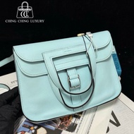 🌈Hermes🩵Mini Halzan🩵微風藍銀扣🌈99新🌟Swift皮🌟愛馬仕🌟