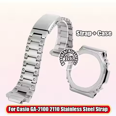 For Casio GA-2100 GA-2110 Men Set Stainless Steel Watch strap metal case GA2100 GA2110 Refitted Farm