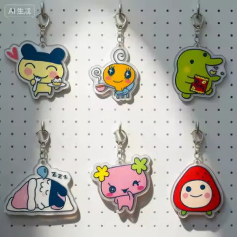 GoGo Tamagotchi Keychain Acrylic key ring keychain Tamagotchi Mametchi Kuchipatchi Mimitchi Pendant 