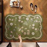Retro French Bathroom Floor Mat Bathroom Door Anti-slip Mat Absorbent Mat Diatom Mud Household Foot 