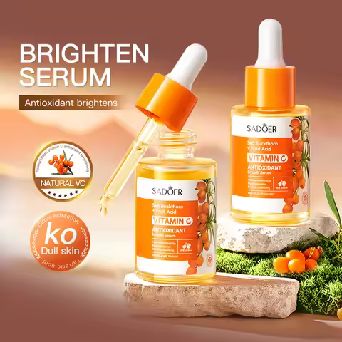 SADOER Sea Buckthorn Vitamin C Facial Serum: Brightening Anti-Aging Skin Repair Essence 30ml