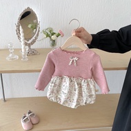 Infant Autumn Clothes Baby Girl Jumpsuit Baby Western Style Long-Sleeved Buttocks One Hundred Days O
