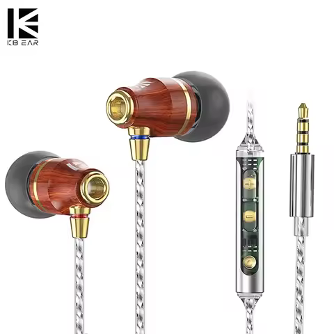 KBEAR KW1 HiFi in Headphone with Microphone 6 Unit Dynamic Driver Stereo Earphones Sports Subwoofer 