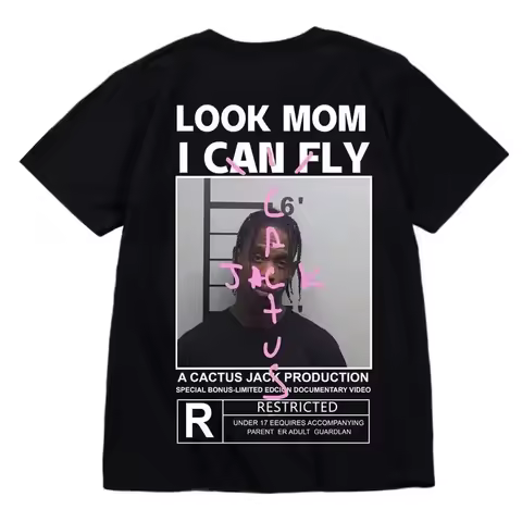 HOT SALE Cactus Jack T-shirt High Quality Cotton Men Women LOOK MOM I CAN FLY Tee ASTROWORLD Hip Hop