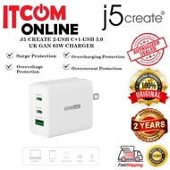 J5 CREATE 2-USB C+1-USB 3.0 UK GAN 65W CHARGER (JUP3365F) WHITE
