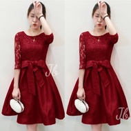 MJ Dress natalie Dress Imlek Dress Natal Dress ABG REMAJA DEWASA S M L XL Dress pesta Casual Brukat 