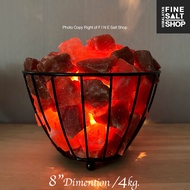 Basket Lamp Red Salt Stone Authentic Himalayan 1 diameter 8 inches Rock 8 4 kg.
