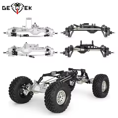 Aluminum 4WS Offset Portal Axle Set with Servo Mount for 1/10 4 Wheel Steering LCG Chassis Comp Rigs