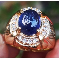 GENUINE BLUE SAPPHIRE GEMSTONE RING SILVER GOLD IKATnatural 926