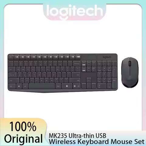 Original Logitech Wireless Keyboard and Mouse Combo MK235 2.4GHz wireless connection,  super long ba