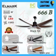 Elmark 666B 66" DC Motor 24W LED Ceiling Fan ABS Blades With 6+6 Speed Reversible [666B] Kipas Elmar