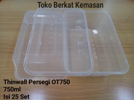 Kotak Makan / Tempat Makanan Persegi Transparan 750ml / Thinwall Persegi OT750
