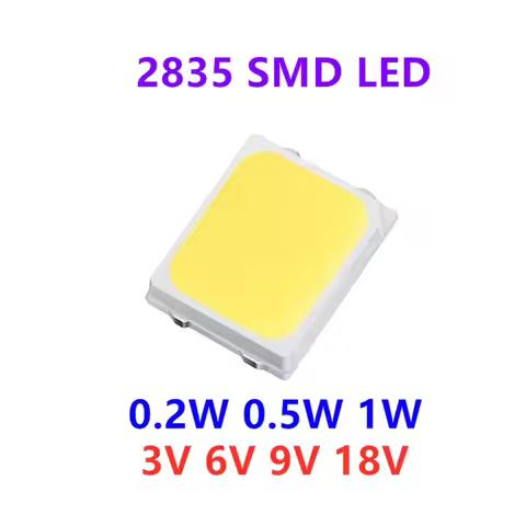 100pcs High Brightness 2835 SMD LED Chip 0.5W 1W 18V 9V 6V 3V 130lM Cool Cold Nature White LED 3000K