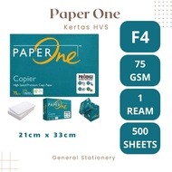 Paper One F4 75 gsm HVS Copy Paper F4 75 gsm Paperone 1 Ream/