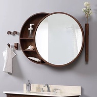 Bathroom Mirror Cabinet Toilet Mirror Round Mirror Mirror Cabinet Makeup Mirror Wall Mirror Toilet Mirror Cabinesolid Wood Round Mirror with Storage Cabinet