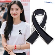 BLUEVELVET Black Ribbon Pin, Skin Cancer Breast Cancer Funeral Ribbon Badge Brooch, Simple Melanoma 
