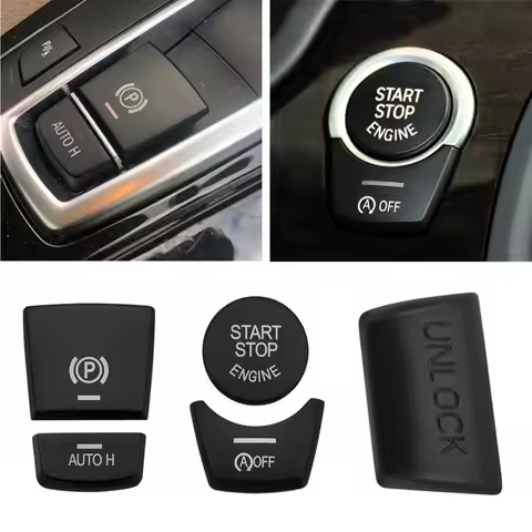 Fit For BMW 5 GT5 6 7 Series X3 X4 X5 X6 Car Handbrake AUTO H Start Stop Engine Button Knob Cover Ac