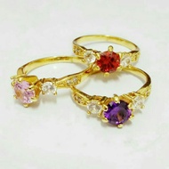 Gold 24K Plated Gold Korea 6 Colors Crystal Stone Ring