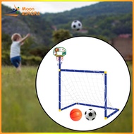 ของเล่นโกลฟุตบอลสำหรับเด็กกลางแจ้งห่วงบาสเกตบอลแบบ2 In 1พร้อม Jaring Gawang Sepak Bola ของ Moon