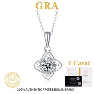 GRA GN7 Necklace moissanite Lucky Clover Pendant 1 carat moissanite 925 Silver Necklace hikaw