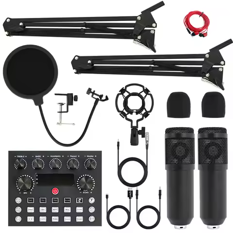 Professional Studio Recording Kit Podcast Music Mixer Equipment Condenser Microphone Set for PC Smar