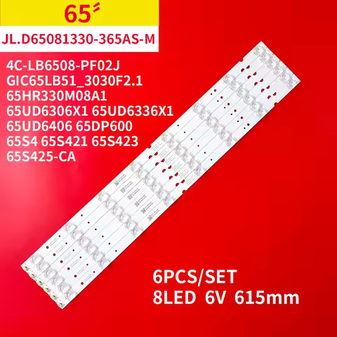 6Pcs/Set New LED Backlight Strip for TCL 65"TV JL.D65081330-365AS-M_V03 4C-LB6508-PF02J 65UD6306X1 6
