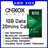 Abg XOX | 1GB ONEXOX BLACK B10 4G LTE Plan ONEXOX Simkad Unlimited Hotspot No Contract Simcard Sim Card Postpaid