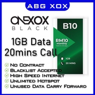Abg XOX | 1GB ONEXOX BLACK B10 4G LTE Plan ONEXOX Simkad Unlimited Hotspot No Contract Simcard Sim C