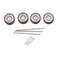 4Pcs 1/64 Scale Steamer Alloy Wheels Tire Alloy Model Car General Modified Tire for 1:64 Vehicles Ge