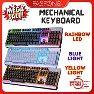 FASFONE Wired Keyboard Mechanical Keyboard Gaming Keyboard Ergonomic RGB Light LED Waterproof
