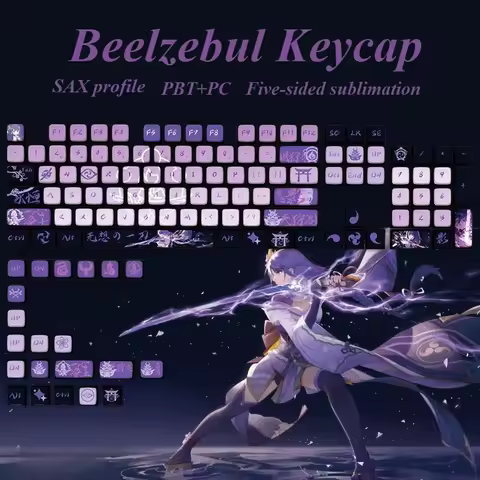 Genshin Impact Keycaps Beelzebul Transparent Pudding Key Caps 125 Keys SAX Profile Raiden Shogun Key