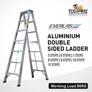 ORIGINAL Everlas Double Sided Aluminium Ladder - 5/6/7/8/9/10/11/12 Steps Ladder | Tangga Lipat Heav