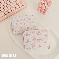 Ins Style Bow Card Holder Wallet for Women Two-in-one PU Zipper Large Capacity Multi-card Slot Docum