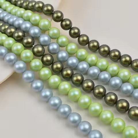 7A+matte Iridescent Imitation Nanyang Pearl Round Glass Pearl DIY Jewelry Handmade Bead Necklace Bra