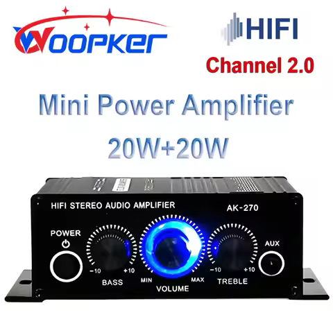 Woopker Sound Amplifier AK270 20W×2 Mini Hifi Digital Audio Amplifier 12V 3A Channel 2.0 Stereo Powe