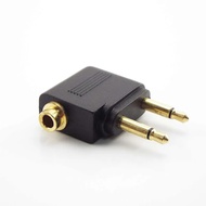 Airplane Airline Air Plane Headphone Mono Audio Converter Travel Jack Plug Splitter Adapter Gold Nic