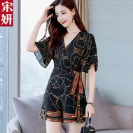 Jumpsuit women s summer dress new korean style temperament chiffon jumpsuit high waist wide-leg